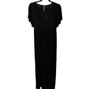 Rachel Pally Women's Black Short Sleeve Pleated Maxi Dress Size S/M
